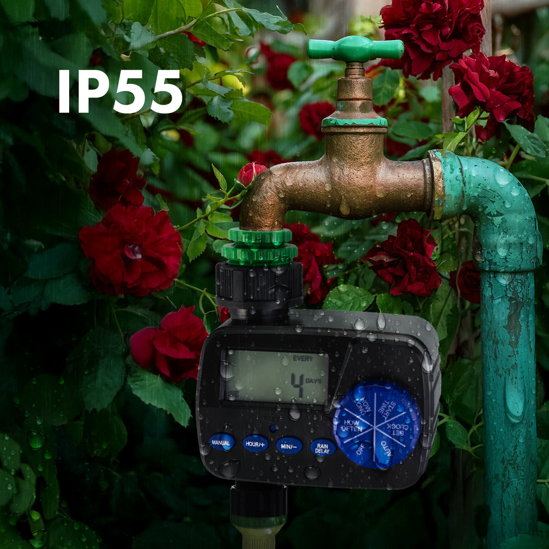 GreenBlue elektronikus öntözésvezérlő, programozó, tápegység 2x1.5V AA, GB390 + 2x Varta Industrial alkáli AA elem