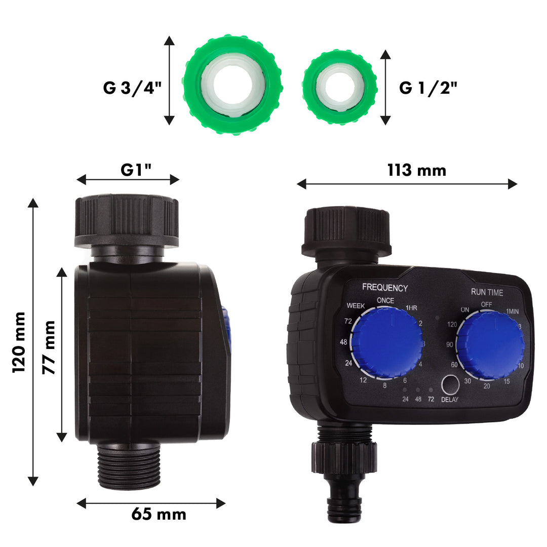 GreenBlue elektronikus öntözésvezérlő, programozó, tápegység 2x 1,5V AA, GB391 + 2x Varta Industrial alkáli AA elemek