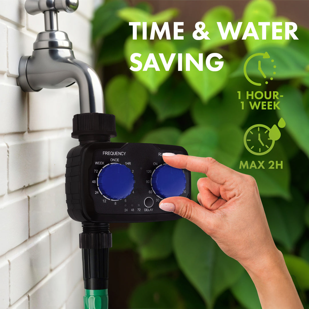 GreenBlue elektronikus öntözésvezérlő, programozó, tápegység 2x 1,5V AA, GB391 + 2x Varta Industrial alkáli AA elemek