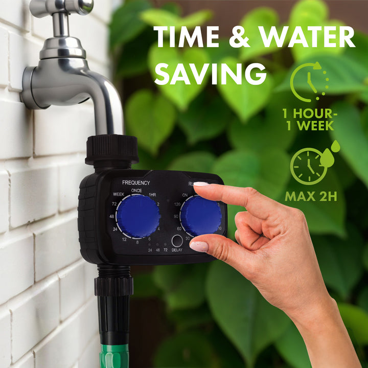 GreenBlue elektronikus öntözésvezérlő, programozó, tápegység 2x 1,5V AA, GB391 + 2x Varta Industrial alkáli AA elemek