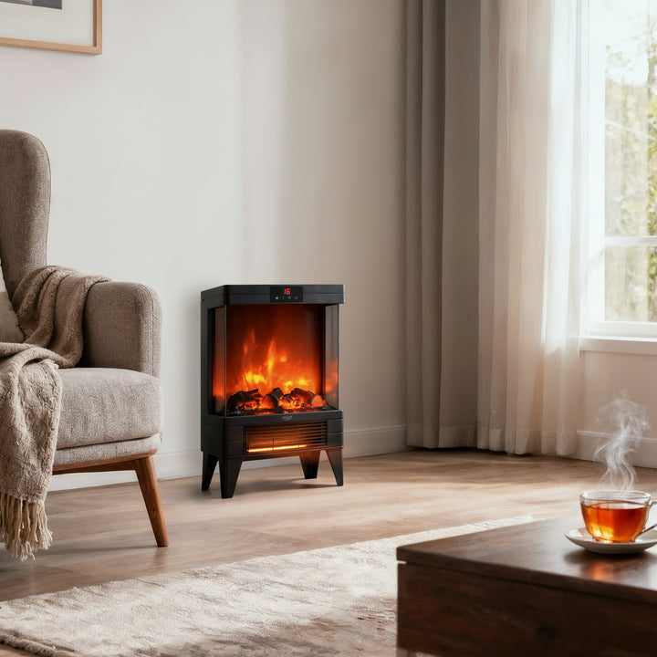 LED elektromos kandalló távirányítóval, 2 fűtési teljesítmény 1000W/2000W, termosztát, Adler AD 7755