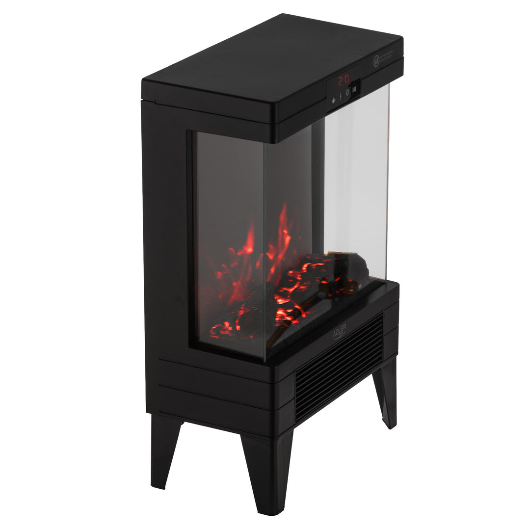 LED elektromos kandalló távirányítóval, 2 fűtési teljesítmény 1000W/2000W, termosztát, Adler AD 7755