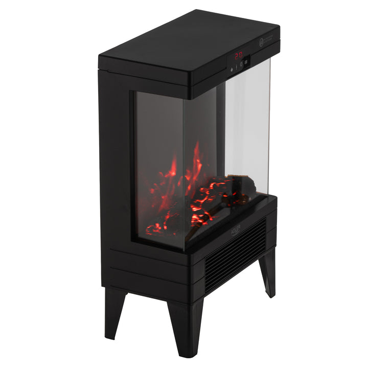 LED elektromos kandalló távirányítóval, 2 fűtési teljesítmény 1000W/2000W, termosztát, Adler AD 7755