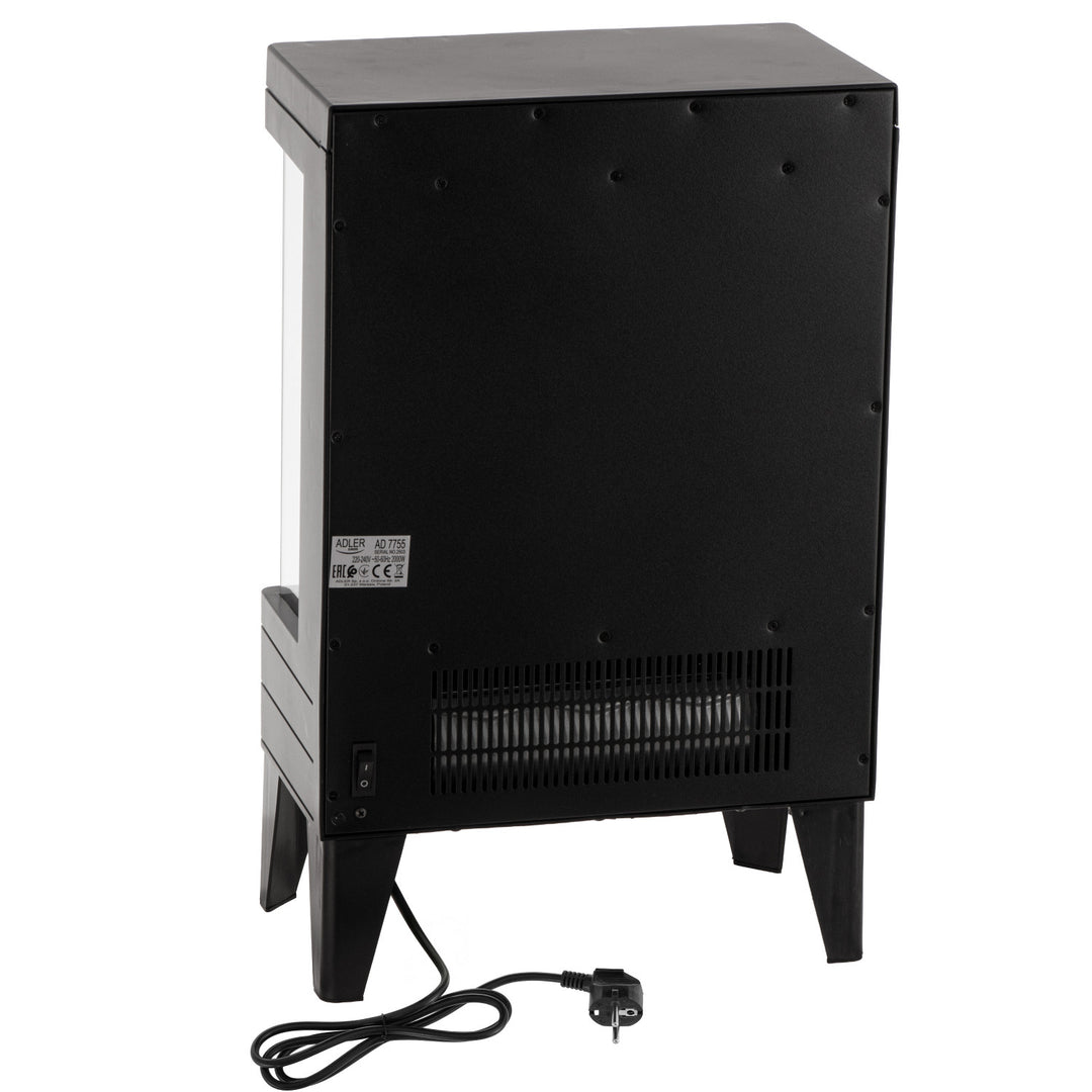 LED elektromos kandalló távirányítóval, 2 fűtési teljesítmény 1000W/2000W, termosztát, Adler AD 7755