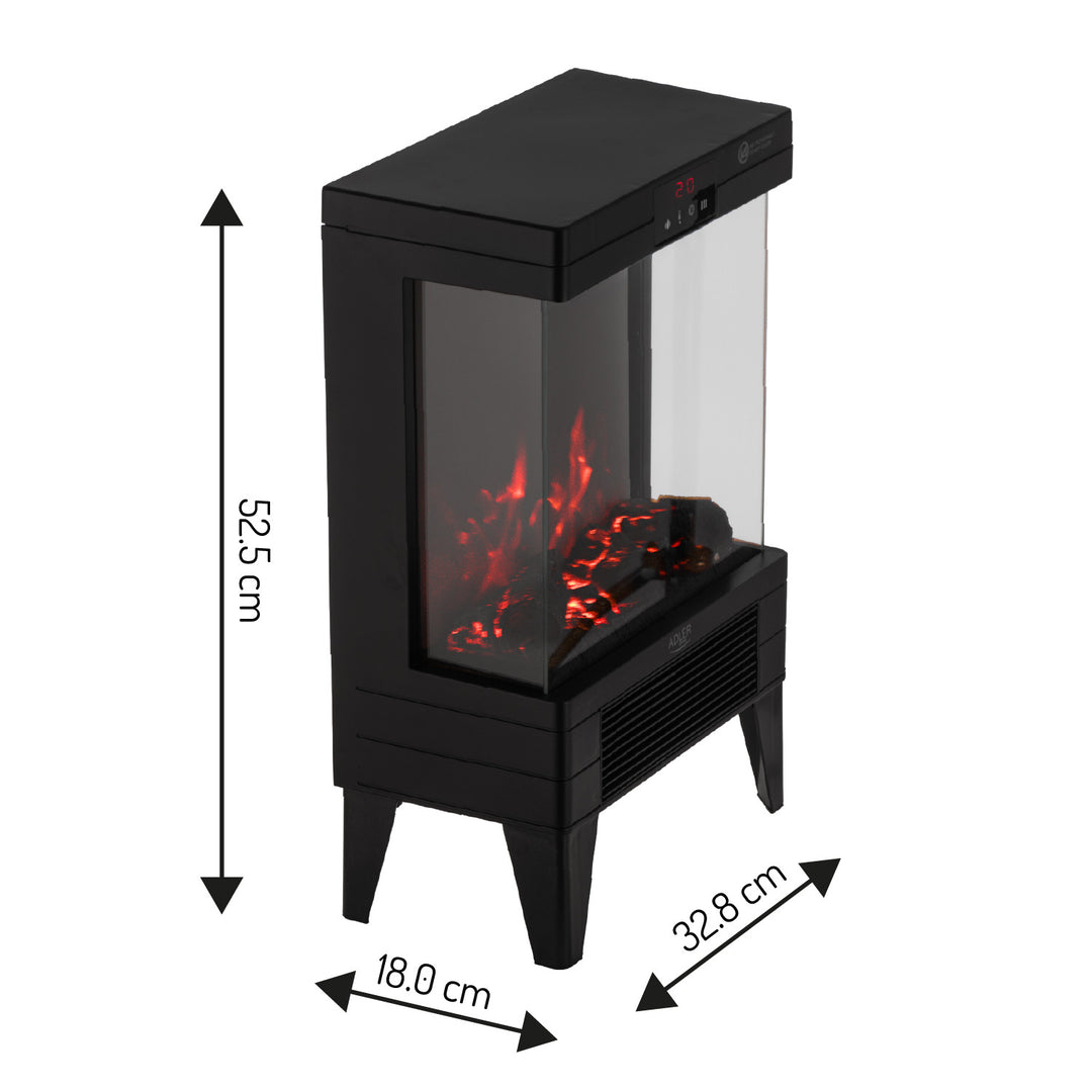 LED elektromos kandalló távirányítóval, 2 fűtési teljesítmény 1000W/2000W, termosztát, Adler AD 7755