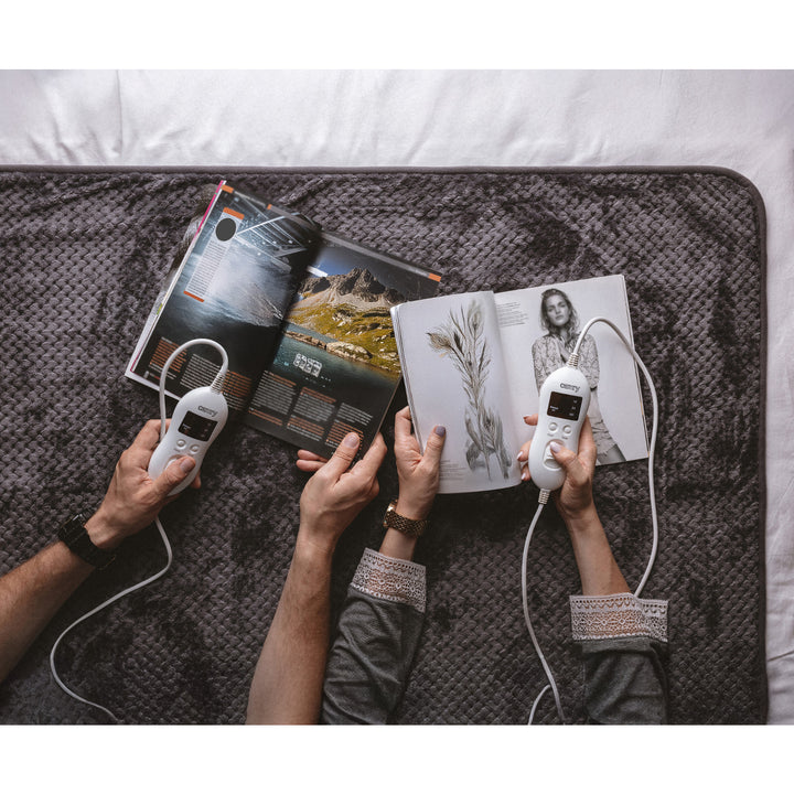 Camry elektromos takaró, 2 személyre, méretek 150x160cm, 8 fűtési fokozat, teljesítmény 2 x 60W, szürke, CR 7417