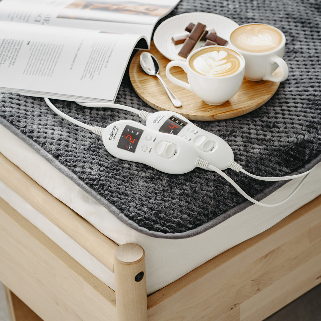 Camry elektromos takaró, 2 személyre, méretek 150x160cm, 8 fűtési fokozat, teljesítmény 2 x 60W, szürke, CR 7417