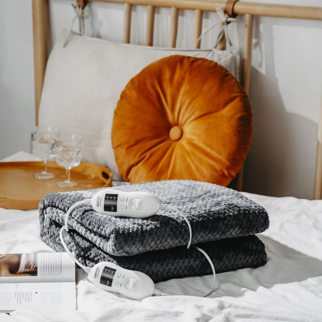 Camry elektromos takaró, 2 személyre, méretek 150x160cm, 8 fűtési fokozat, teljesítmény 2 x 60W, szürke, CR 7417
