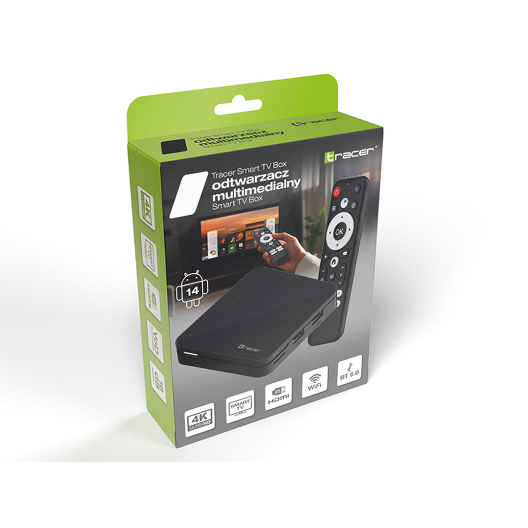 Médialejátszó, Android 14, 2 GB RAM, 16 GB memória, Bluetooth 5.0, Wi-Fi, TV Box