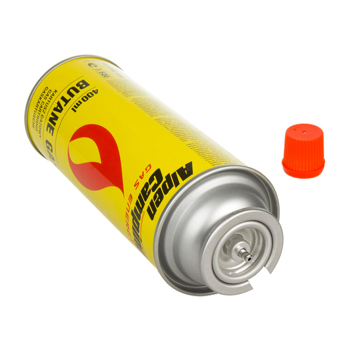 Gázpatron 400ml Alpen Camping. Tanúsítvány: Pi 0875, megfelel az EN417 szabványnak, izobután, működési tartomány -10°C és + 40°C között, IK004, 3 db.