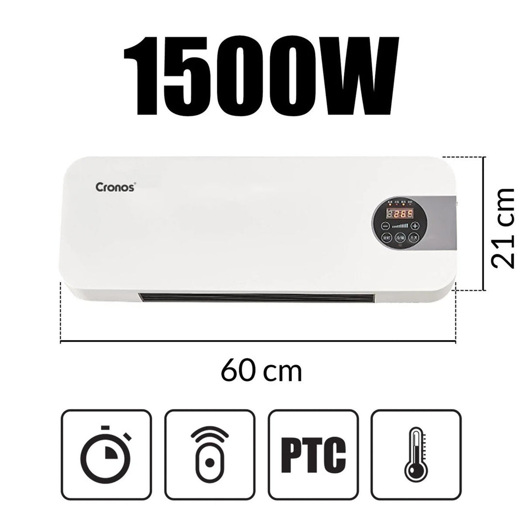 Cronos ventilátoros légfüggöny, 1500W, alacsony energiafogyasztás, széles kibocsátási szög, távirányító, HFH-201