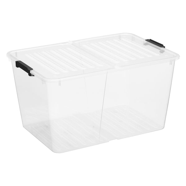 Plast Team Home Box Flex 50L duplafedeles tartály, felhajtható fedéllel, biztonsági kapcsokkal, átlátszó, 23030800