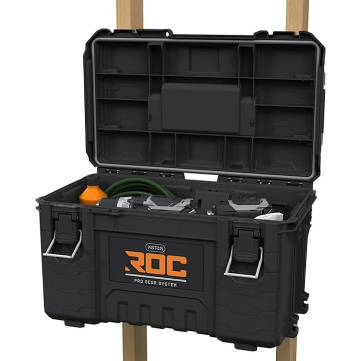 Keter ROC Pro Gear 2.0 szerszámosláda, 54 kg teherbírás, Pro Mount rögzítőelemekkel, mellékelt szervezővel, falra akasztható, 256984
