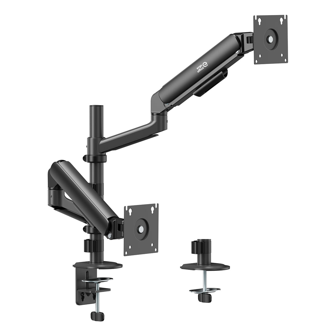 Ergo Office 2 monitoros tartó / akasztó, gázrugós, 17–32", 1–10 kg, matt fekete, ER-692 B