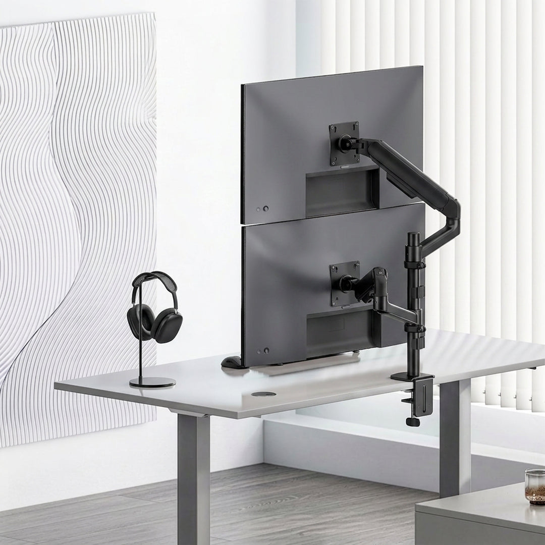 Ergo Office 2 monitoros tartó / akasztó, gázrugós, 17–32", 1–10 kg, matt fekete, ER-692 B