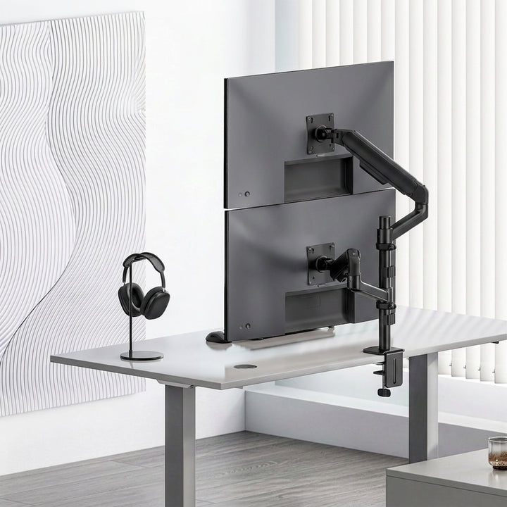 Ergo Office 2 monitoros tartó / akasztó, gázrugós, 17–32", 1–10 kg, matt fekete, ER-692 B