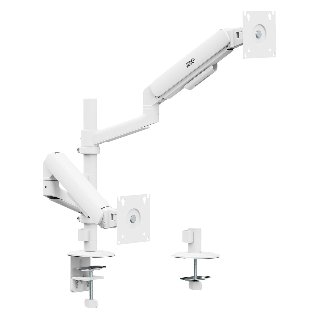 Ergo Office 2 monitoros tartó / akasztó, gázrugós, 17–32", 1–10 kg, matt fehér, ER-692 W