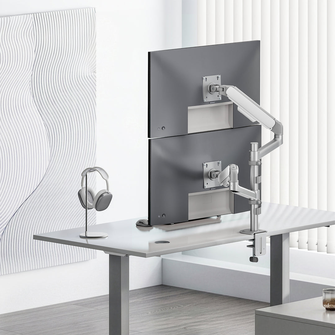 Ergo Office 2 monitoros tartó / akasztó, gázrugós, 17–32", 1–10 kg, matt fehér, ER-692 W