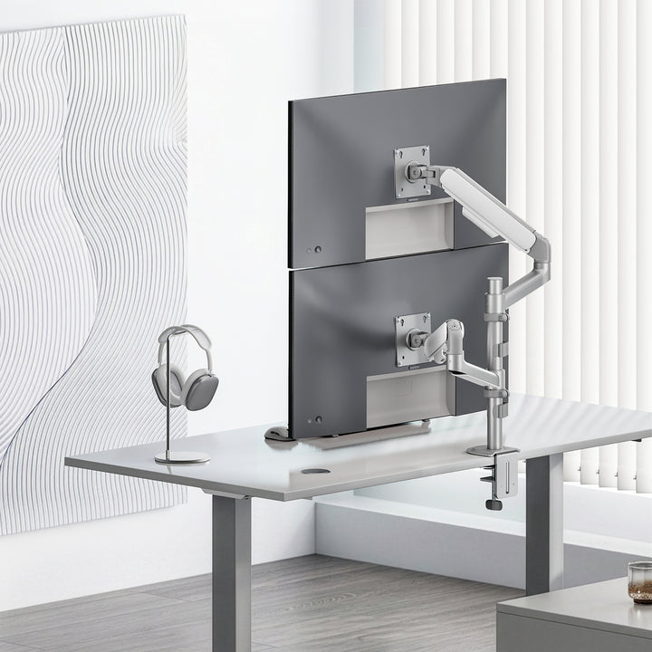 Ergo Office 2 monitoros tartó / akasztó, gázrugós, 17–32", 1–10 kg, matt fehér, ER-692 W