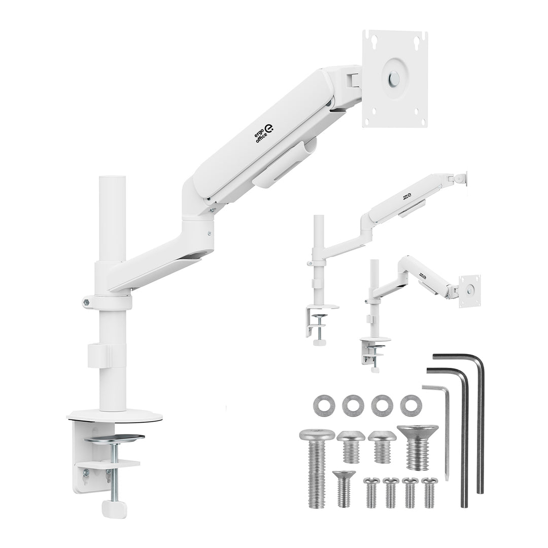 Ergo Office monitor tartó / akasztó, gázrugós, 17–32", 1–10 kg, matt fehér, max. VESA 100x100, ER-691 W