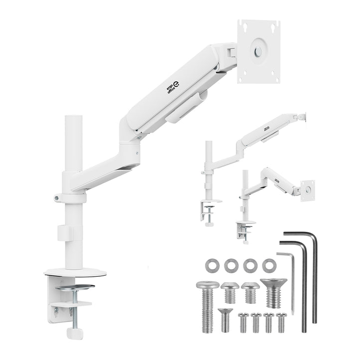 Ergo Office monitor tartó / akasztó, gázrugós, 17–32", 1–10 kg, matt fehér, max. VESA 100x100, ER-691 W