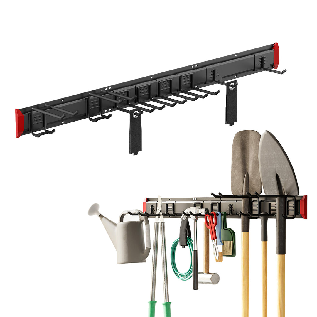 Maclean falra szerelhető szerszámtartó, acélból, max. terhelhetőség 228 kg, szélesség 1222 mm, MC-179