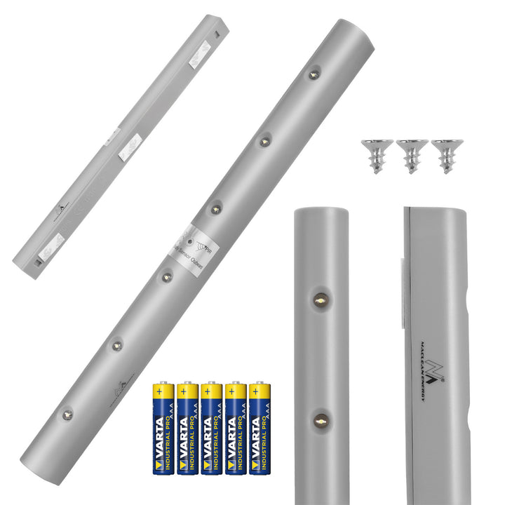 Maclean 6LED konyhai szekrény alatti lámpa, hosszúkás, mozgásérzékelővel, 5xAA, MCE123 + 5x AAA alkáli elem Varta Industrial