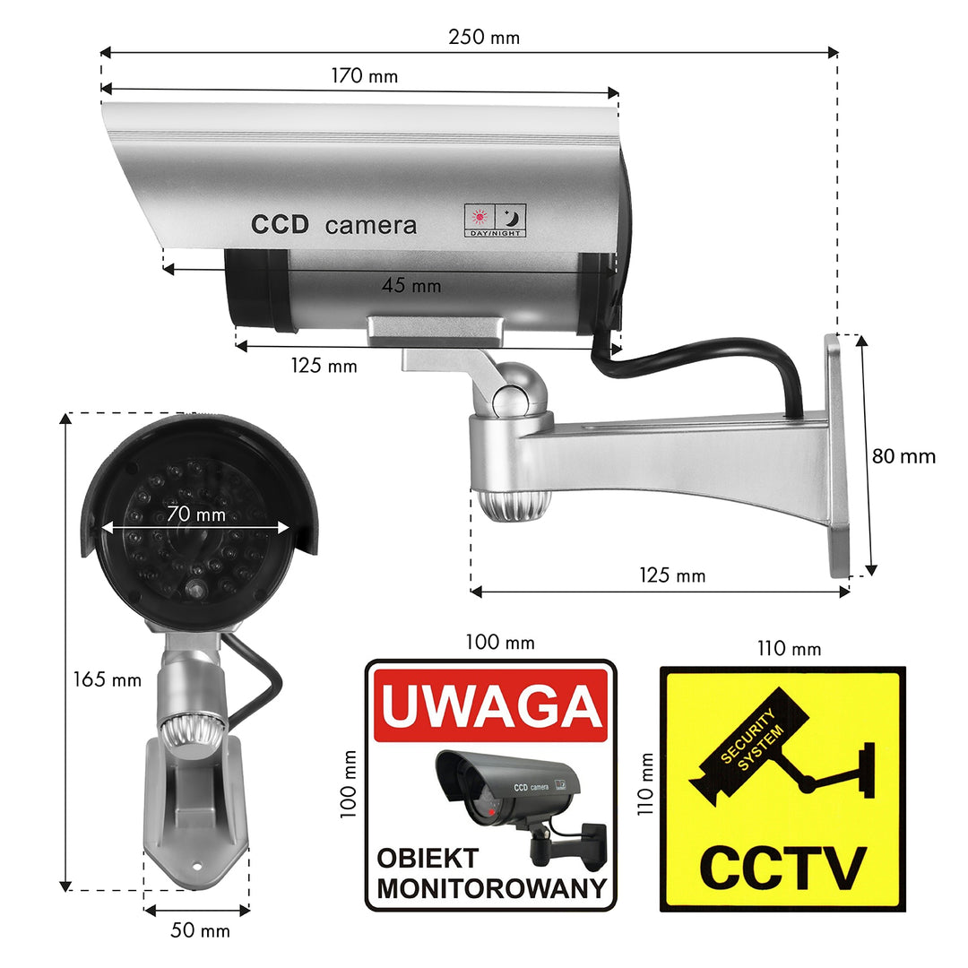 Dummy kamera villogó LED IR1100 S IR külsővel + 2x Varta Industrial AA elemekkel