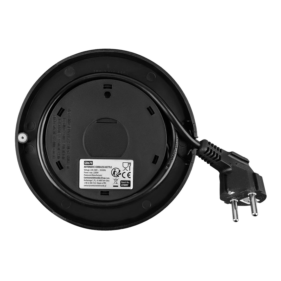 GreenBlue vezeték nélküli vízforraló, 1,7 l űrtartalom, üveg víztartály, jól olvasható kijelző, hőmérséklet-beállítás, 2200 W, GB670 B
