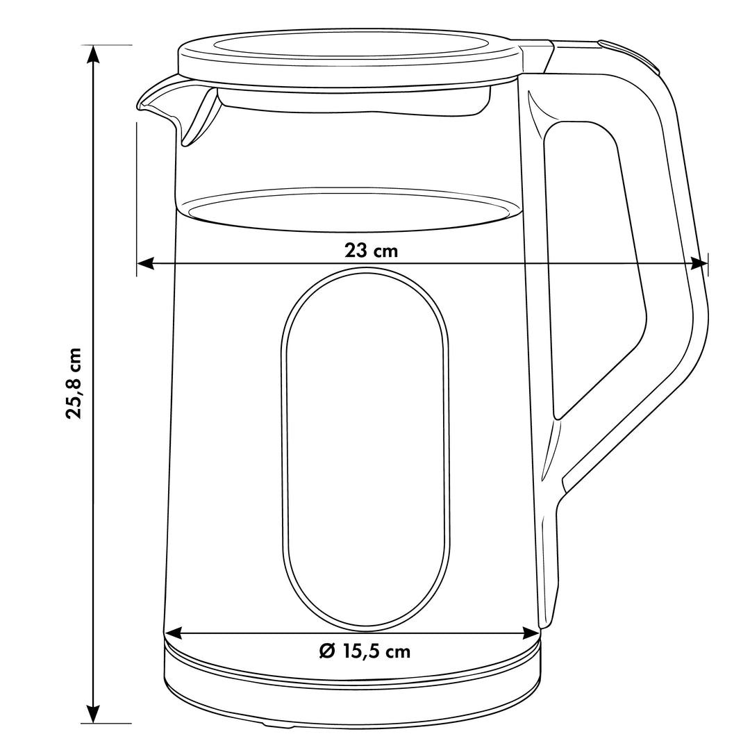 GreenBlue vezeték nélküli vízforraló, 1,7 l űrtartalom, üveg víztartály, jól olvasható kijelző, hőmérséklet-beállítás, 2200 W, GB670 B