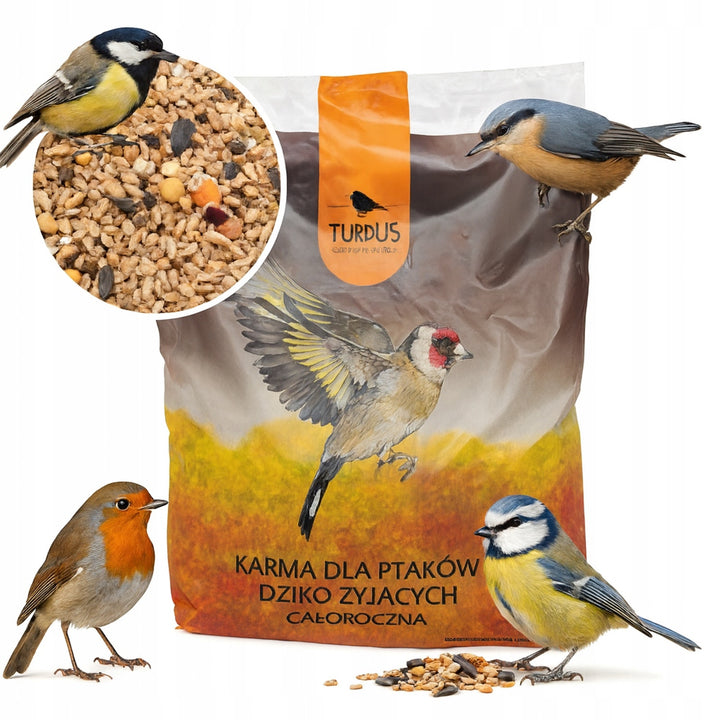 Woodok madáretető, fa, tűzött, akasztóval + madármag 1kg