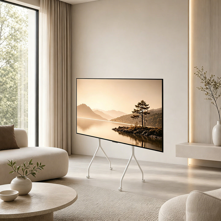 Maclean TV-állvány / -kocsi, kerekekkel, 37–80", max. terhelhetőség 50 kg, max. VESA 600x400, fehér, MC-180 W