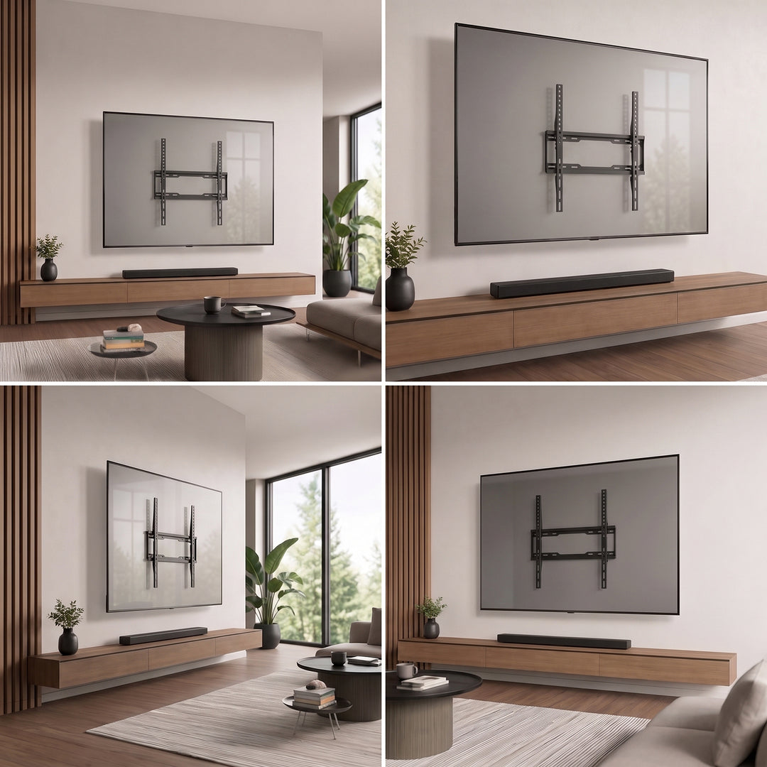 Maclean TV-tartó / akasztó, max. VESA 400x400, 32–75", 45 kg-ig, fekete, dőlésszög-beállítás 0°–-8°, MC-187