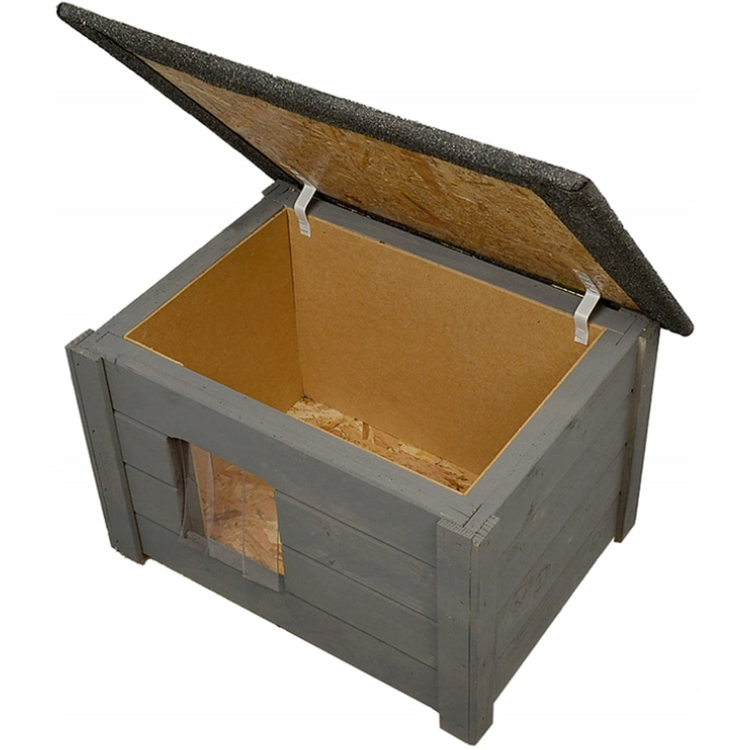 Woodok kutya kennel, szigetelt, lucfenyőfa, szürke + kutyaágy