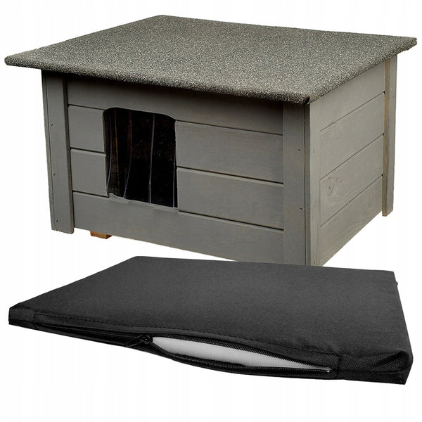 Woodok kutya kennel, szigetelt, lucfenyőfa, szürke + kutyaágy