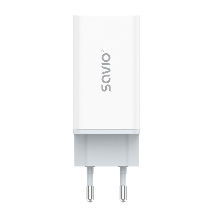 Savio hálózati töltő, 1x USB-A, 2x USB-C, GaN, 65W, fehér, SAVLA-07