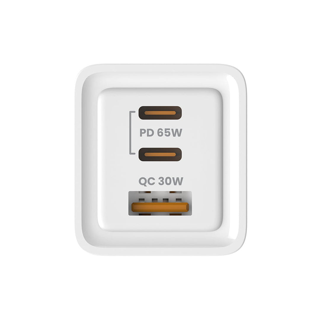 Savio hálózati töltő, 1x USB-A, 2x USB-C, GaN, 65W, fehér, SAVLA-07