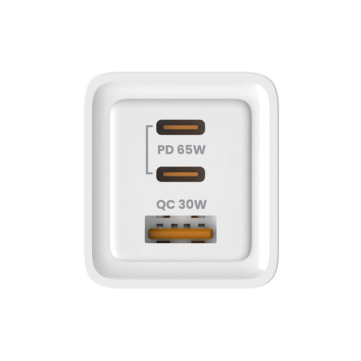 Savio hálózati töltő, 1x USB-A, 2x USB-C, GaN, 65W, fehér, SAVLA-07