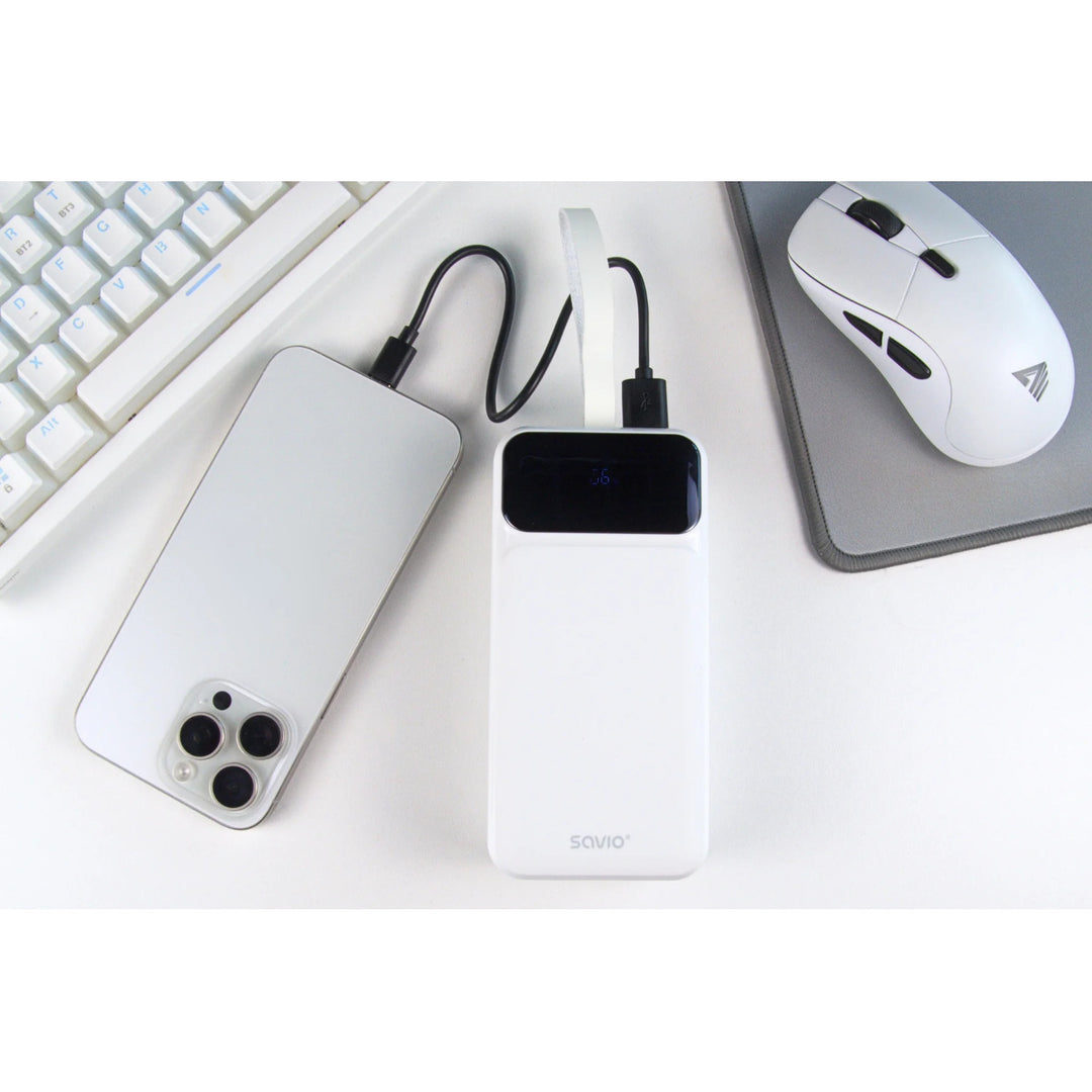 Powerbank SAVIO, 2 portos USB, 1 portos USB-C, gyorstöltés, Power Delivery, SAVBA-11