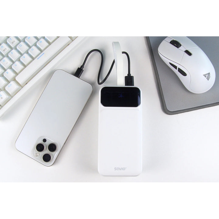 Powerbank SAVIO, 2 portos USB, 1 portos USB-C, gyorstöltés, Power Delivery, SAVBA-11