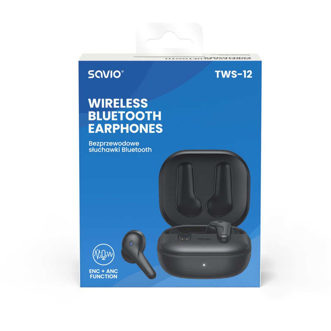 Savio vezeték nélküli fejhallgató, Bluetooth 5.3, ANC, USB-C, fekete színű