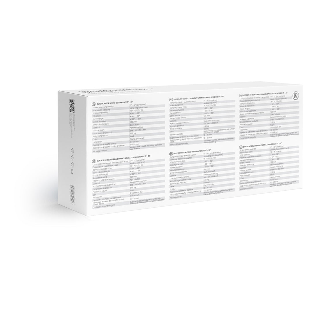 Savio dupla monitoros asztali tartó, 17-32'', 9kg terhelés monitoronként, VESA, rugós mechanizmus, fekete, SAVUM-04