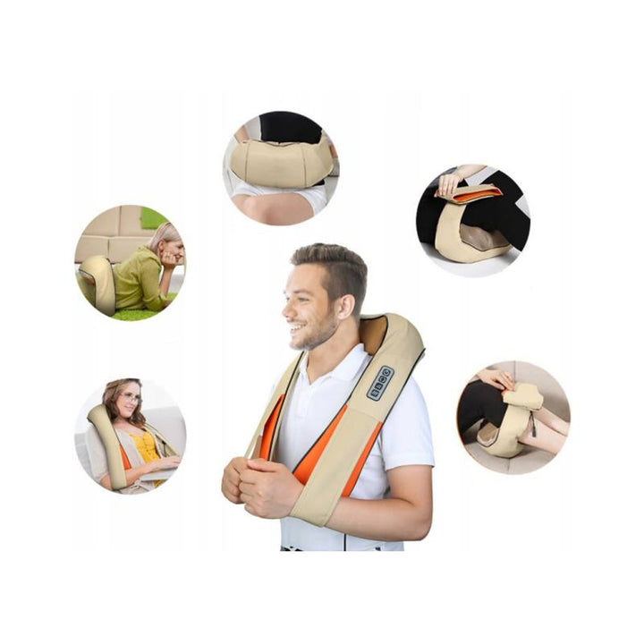 LTC Shiatsu 6D vállmasszírozó, 3 sebesség, 5V, 24W, fűtési funkció, LED háttérvilágítás, csúszásmentes pántok