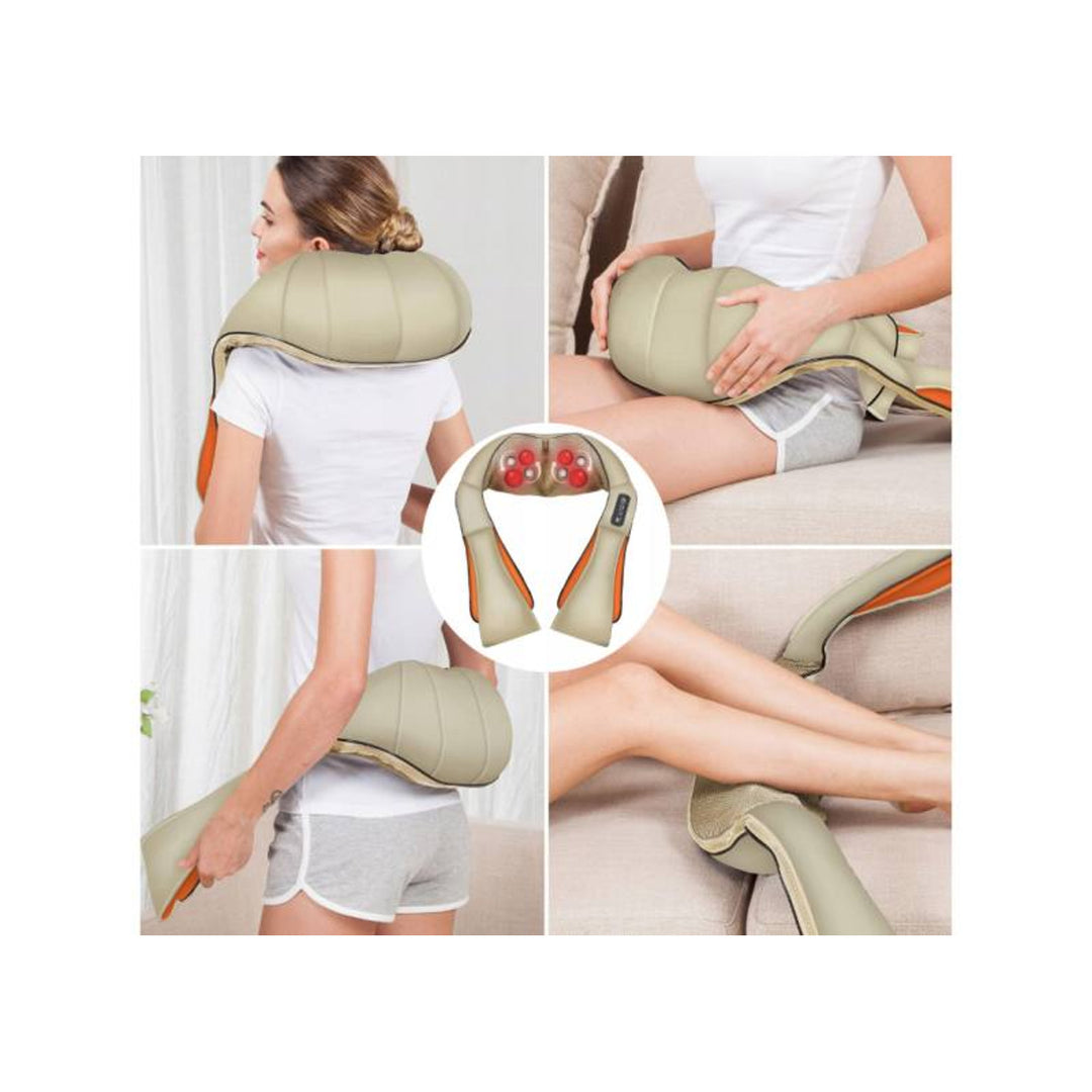 LTC Shiatsu 6D vállmasszírozó, 3 sebesség, 5V, 24W, fűtési funkció, LED háttérvilágítás, csúszásmentes pántok