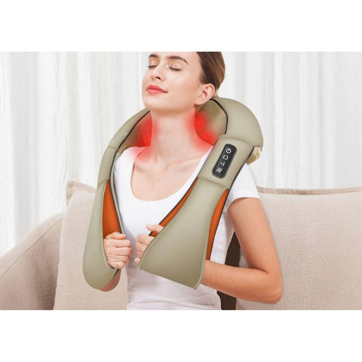 LTC Shiatsu 6D vállmasszírozó, 3 sebesség, 5V, 24W, fűtési funkció, LED háttérvilágítás, csúszásmentes pántok