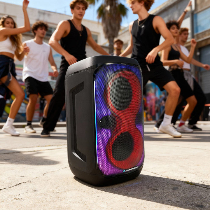Blaupunkt Party Box hangszóró, LED világítás, Bluetooth, USB és AUX, FM rádió, karaoke funkció, távirányító, akkumulátor üzemidő akár 18 óra, PB60X