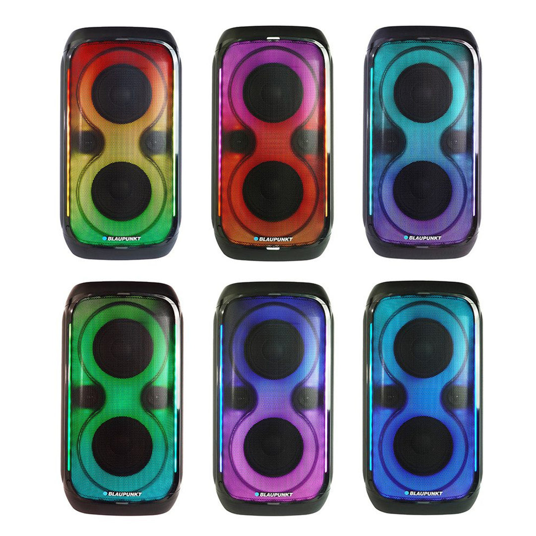 Blaupunkt Party Box hangszóró, LED világítás, Bluetooth, USB és AUX, FM rádió, karaoke funkció, távirányító, akkumulátor üzemidő akár 18 óra, PB60X