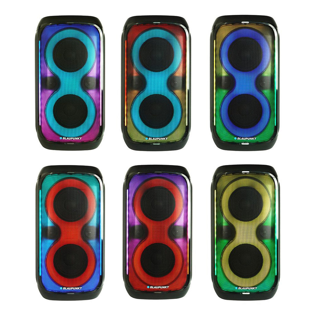 Blaupunkt Party Box hangszóró, LED világítás, Bluetooth, USB és AUX, FM rádió, karaoke funkció, távirányító, akkumulátor üzemidő akár 18 óra, PB60X