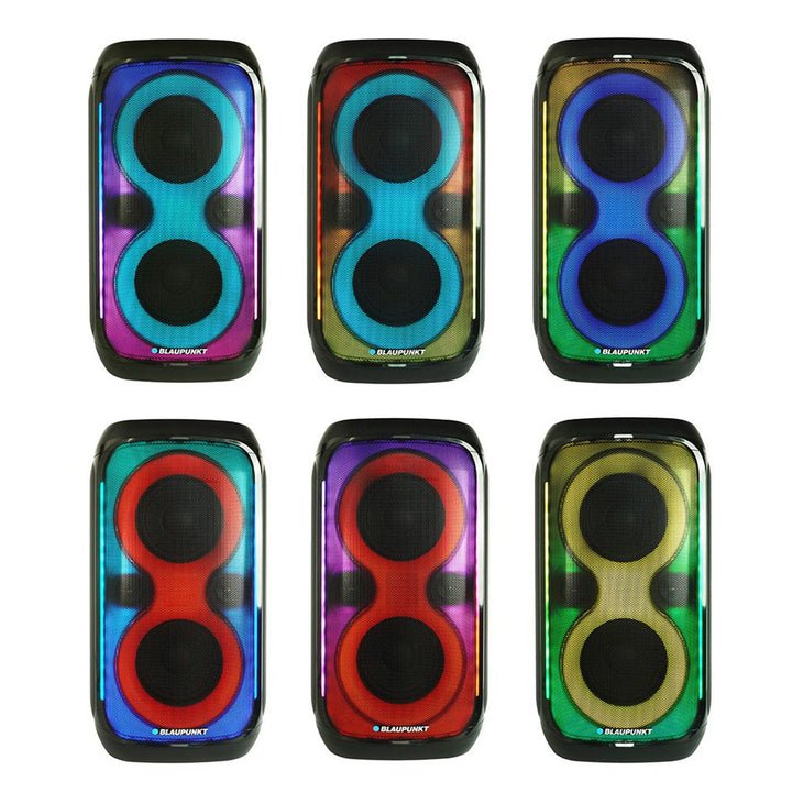 Blaupunkt Party Box hangszóró, LED világítás, Bluetooth, USB és AUX, FM rádió, karaoke funkció, távirányító, akkumulátor üzemidő akár 18 óra, PB60X