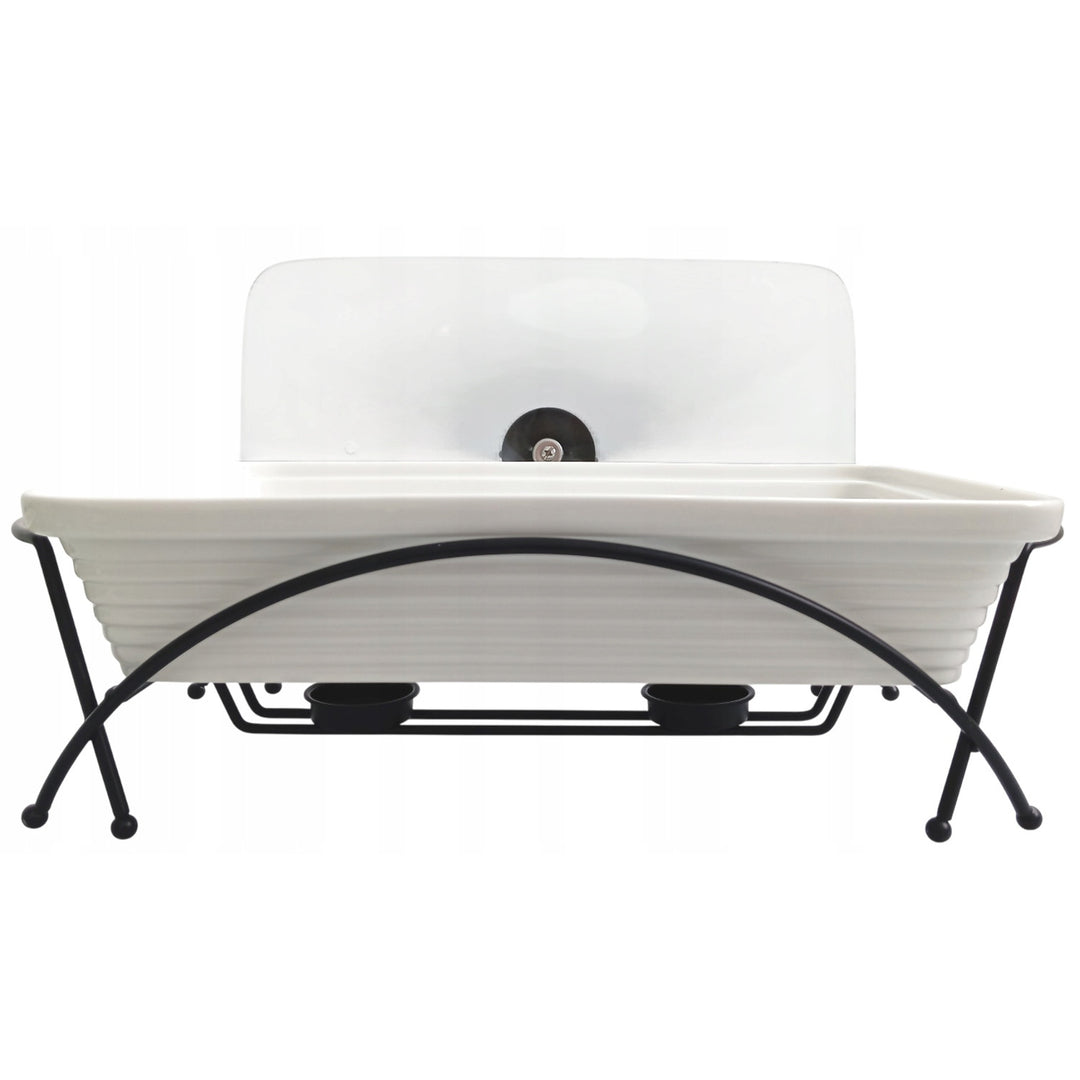 Maestro kerámia ételmelegítő, téglalap alakú, fehér, 1,7 literes, sütőben is használható, fogantyús rács és fedél tartozék, MR-11362-73